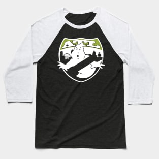 ATL Ghostbusters Stylized, Dark Transparent + Green Baseball T-Shirt